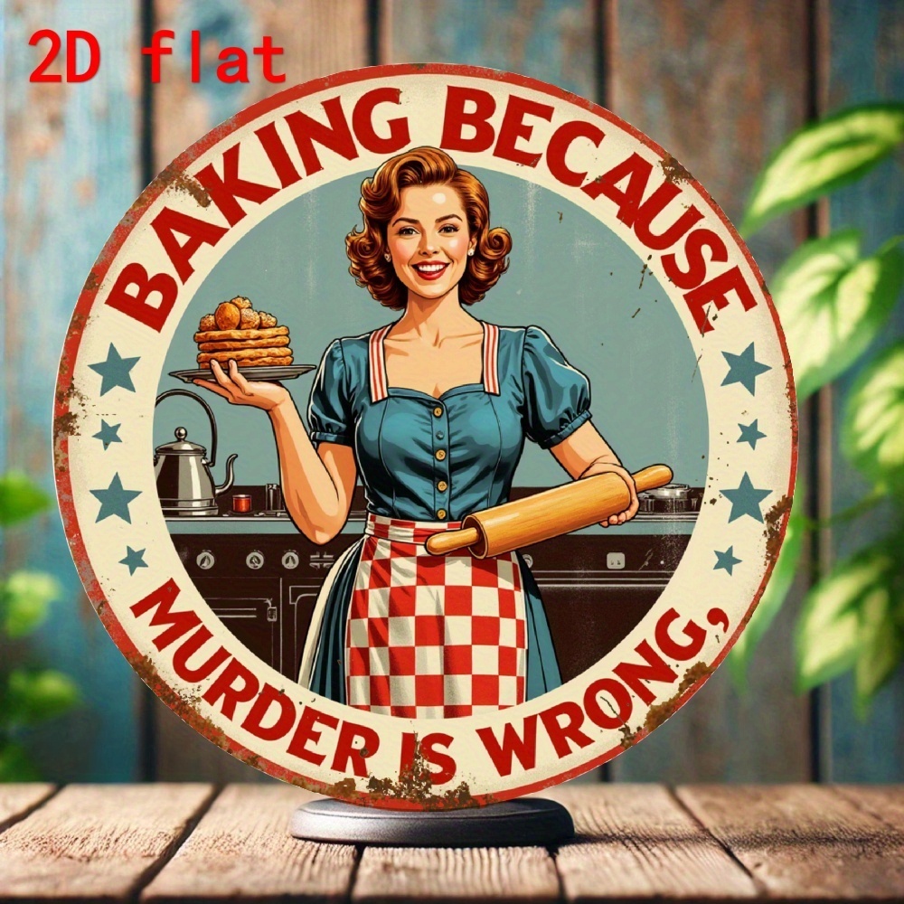 Kitchen Baking Quotes - Vintage Alüminyum Yuvarlak Tabela 
