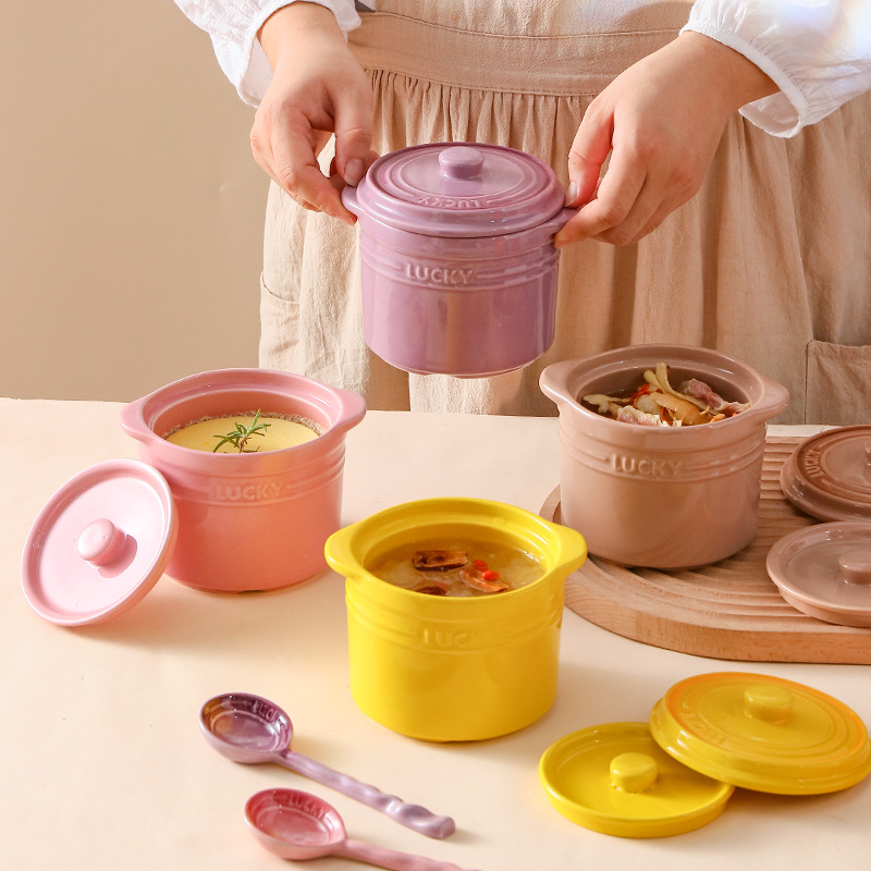 Kitchen Equipment For Baking - Çift Kapaklı Seramik Kase, Kuş Yuvası