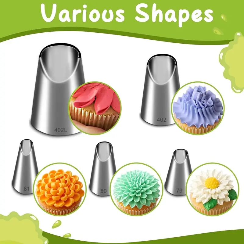 Kitchen Baking Decor - 5 adet paslanmaz çelik boru nozulları