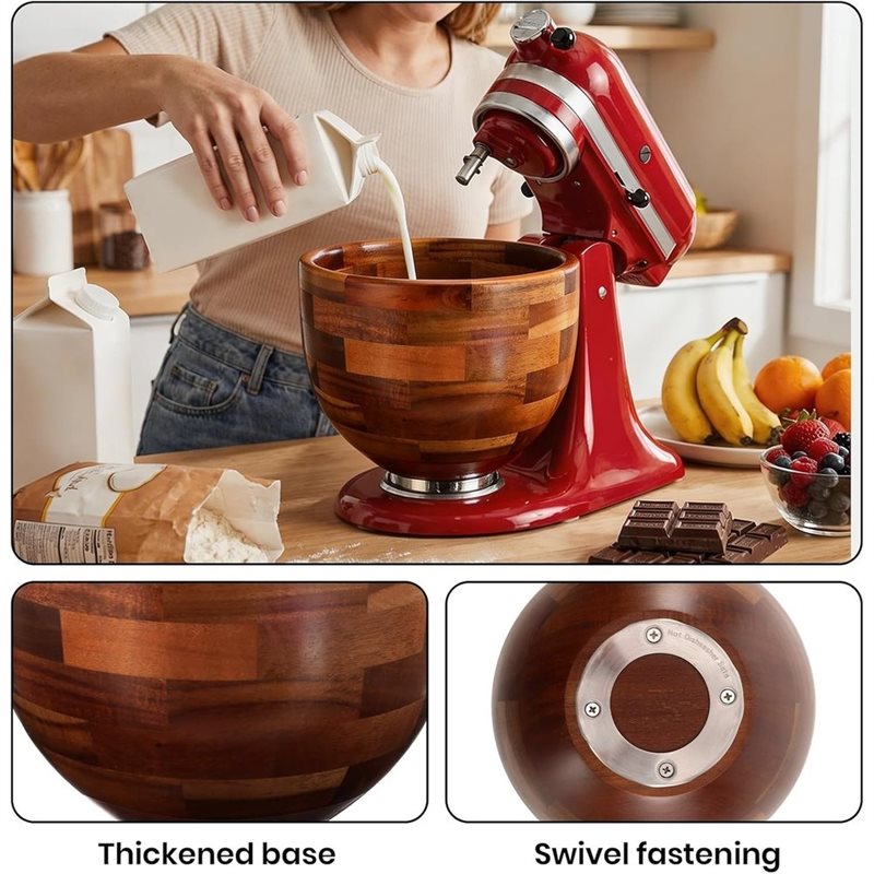 Kitchenaid Baking Bowl - ABGH-Kitchenaid İçin Ahşap Karıştırma Kabı 5QT
