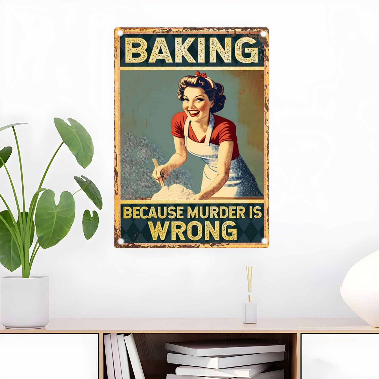 Kitchen Baking Quotes - Vintage Komik Fırıncılık Sözü Metal Duvar