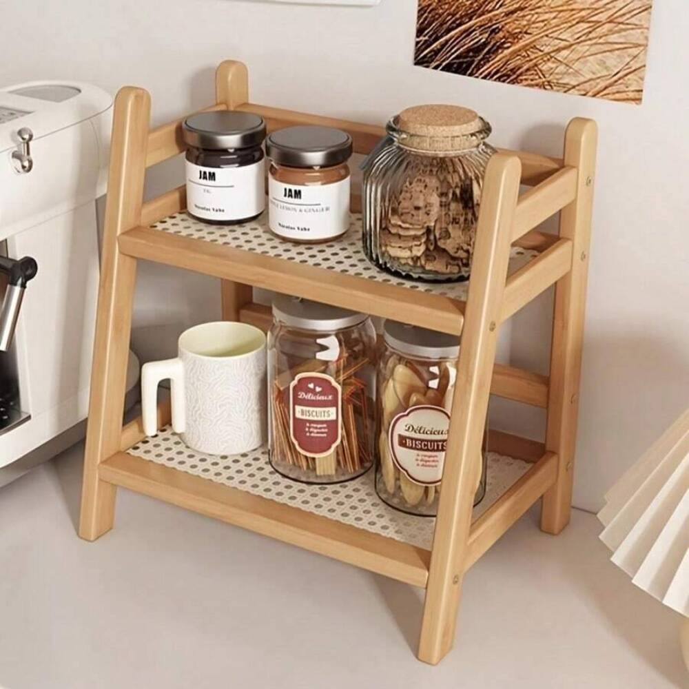 Kitchen Zo - 2 Katmanlı Bambu Tezgah Üstü Depolama