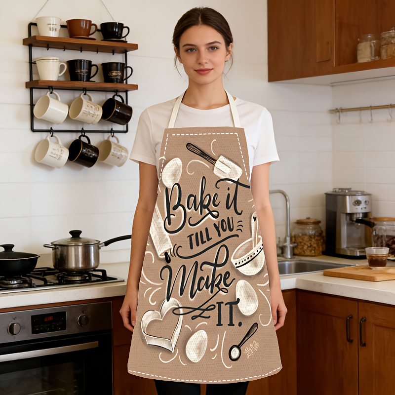 Kitchen Baking Quotes - 1 adet pişirme önlüğü bej mutfak