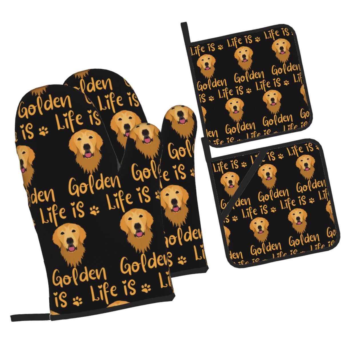 Kitchen Baking Quotes - GOLDEN RETRIEVER Quote Fırın Eldivenleri ve