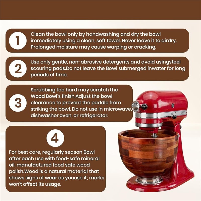 AB41-Kitchenaid 5QT İçin Ahşap - Kitchenaid Baking Bowl incelemesi ve fiyatı